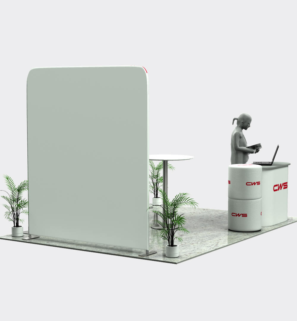 Messestand Faltwand Textil Evolution Straight L1 Form - Seite