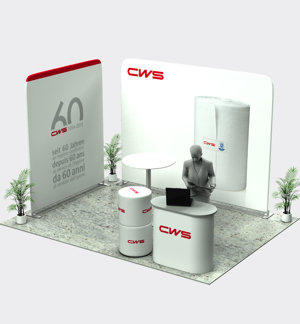 Messestand Faltwand Textil Evolution Straight L1 Form