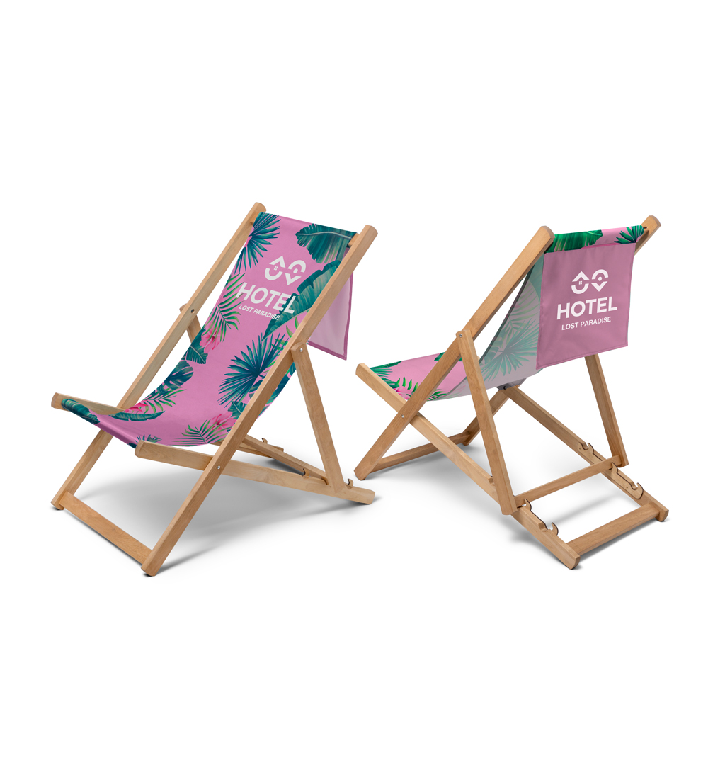 Liegestuhl - mit Logobanner