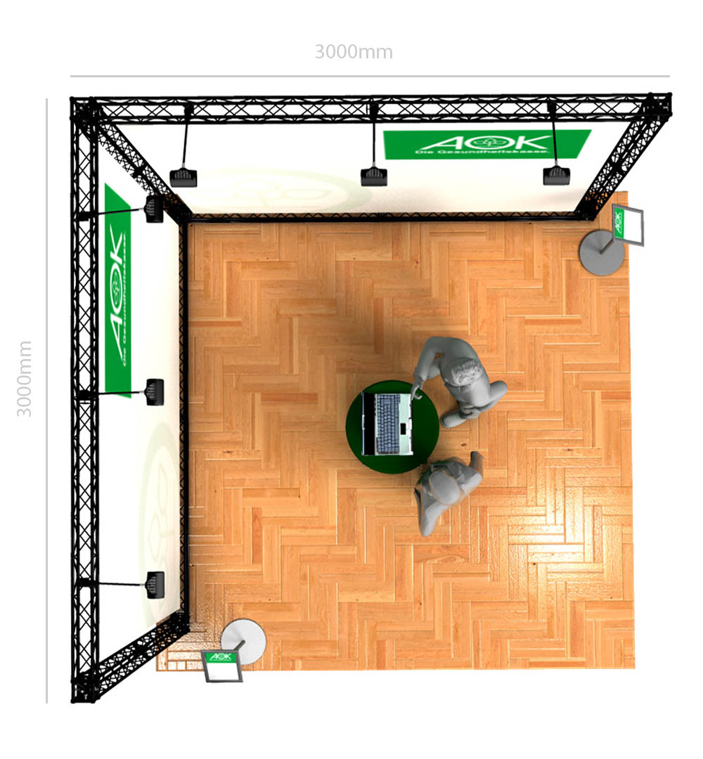 Messestand Traverse L1 Form - Draufsicht