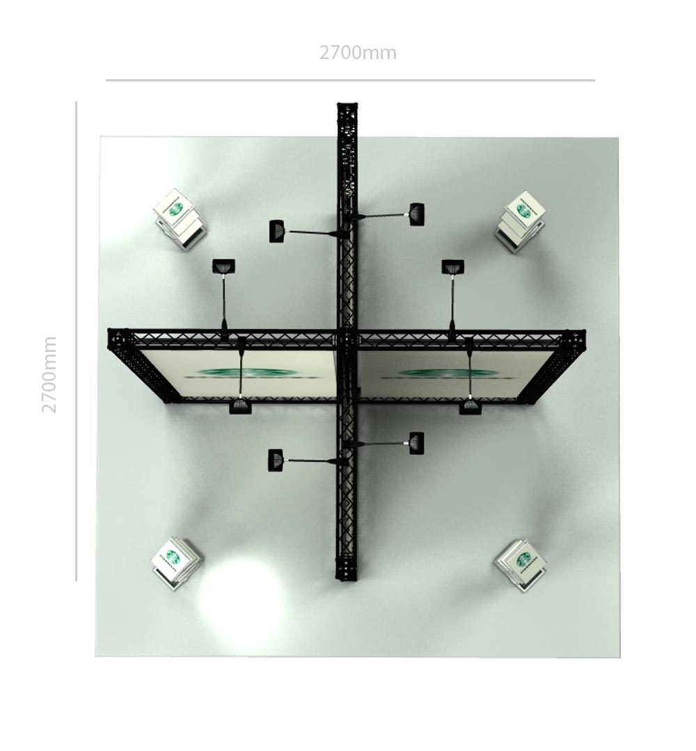 Messestand Traverse X3 Form - Draufsicht