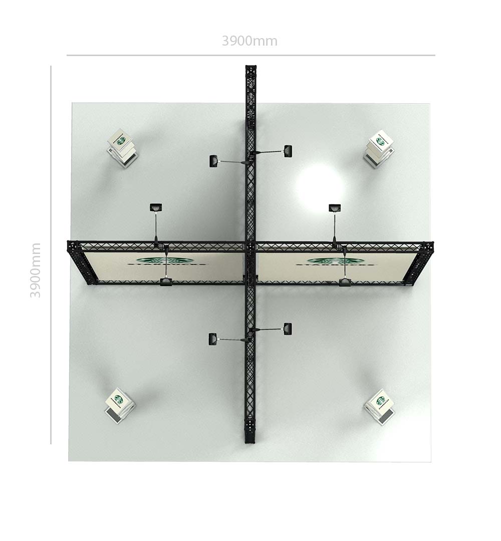 Messestand Traverse X4 Form - Draufsicht