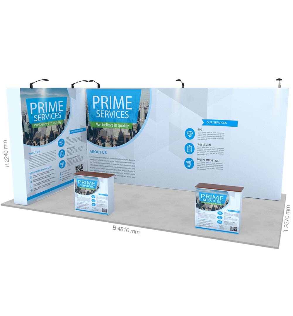 Messestand Faltdisplay Pop-Up MODULAR 100 - Abmessungen