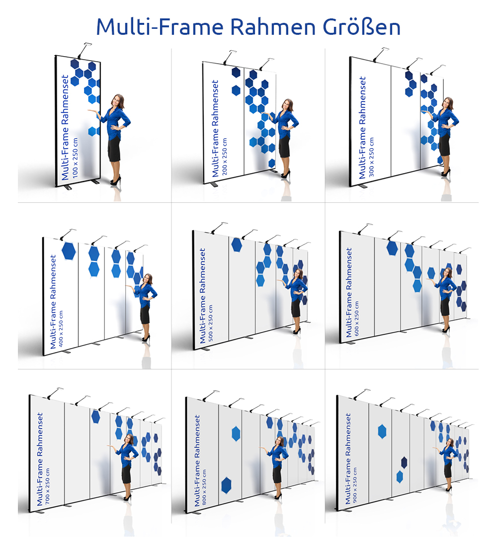 Messewand Multi-Frame Höhe 250cm - Rahmengrößen