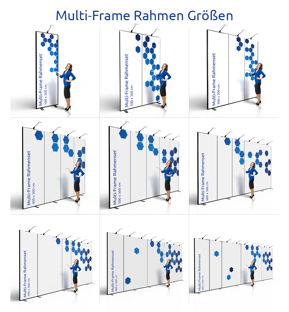 Nachdruck Multi Frame Höhe 300cm - Größenansicht