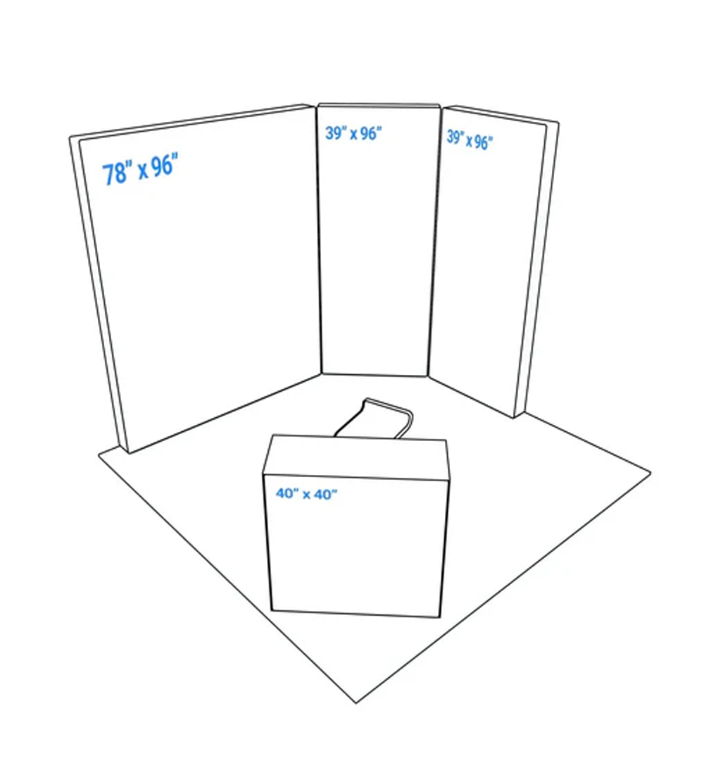PIXLIP GO Reihen Messestand 3 x 2,5m - Skizze