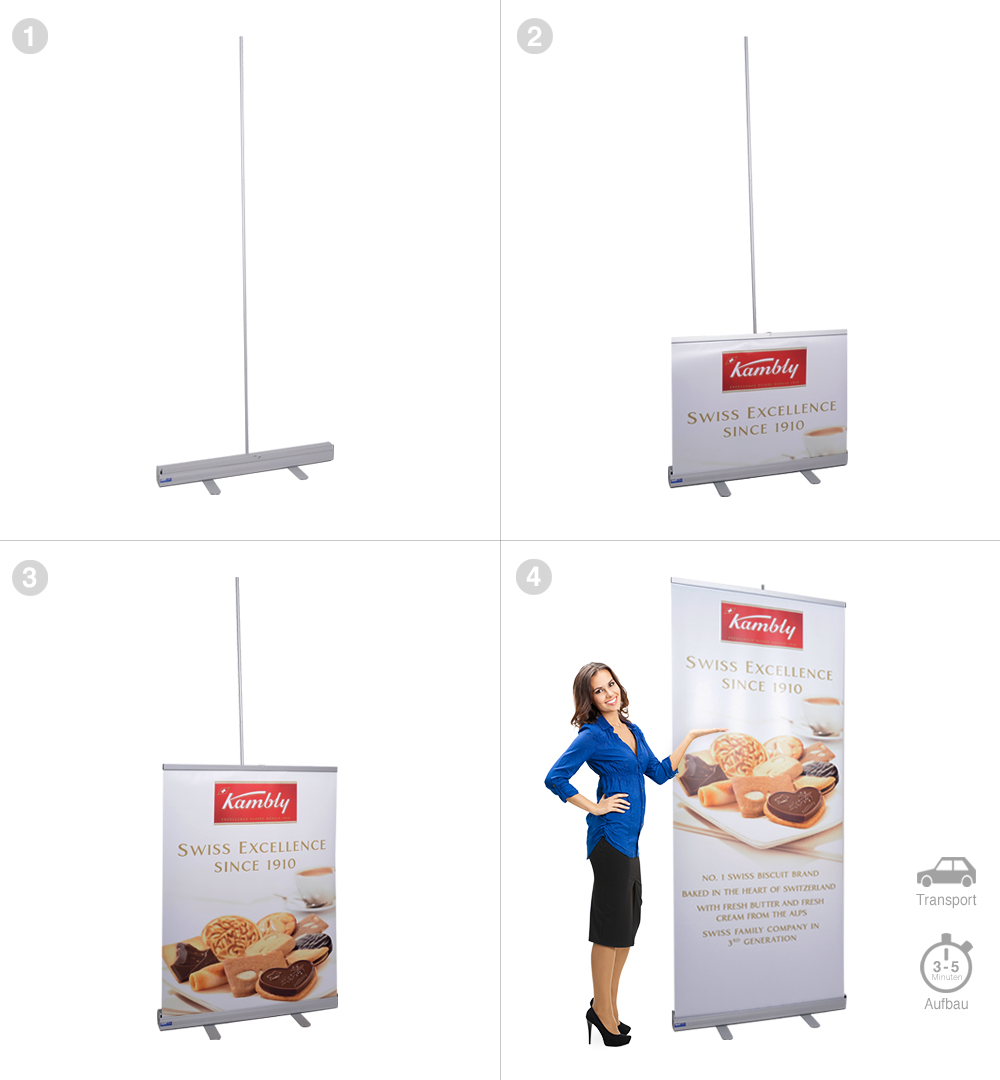 Reihenstand 2x1m - Roll-Up ECO Aufbau