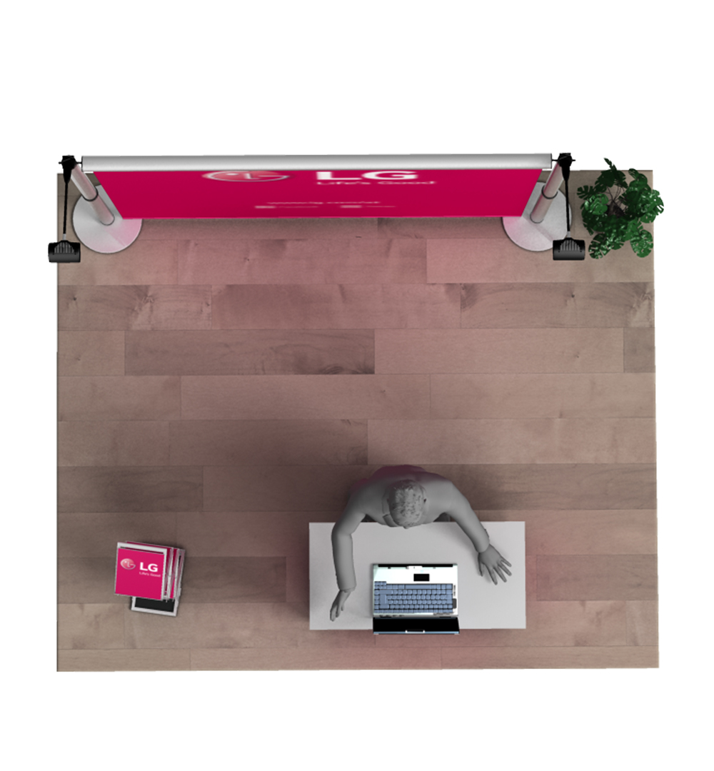 Messestand Roll-Up Modular W1 Form - Draufsicht