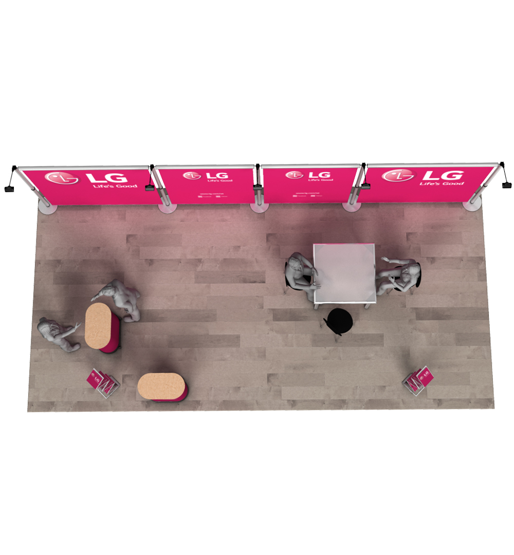 Messestand Roll-Up Modular W6 Form - Draufsicht