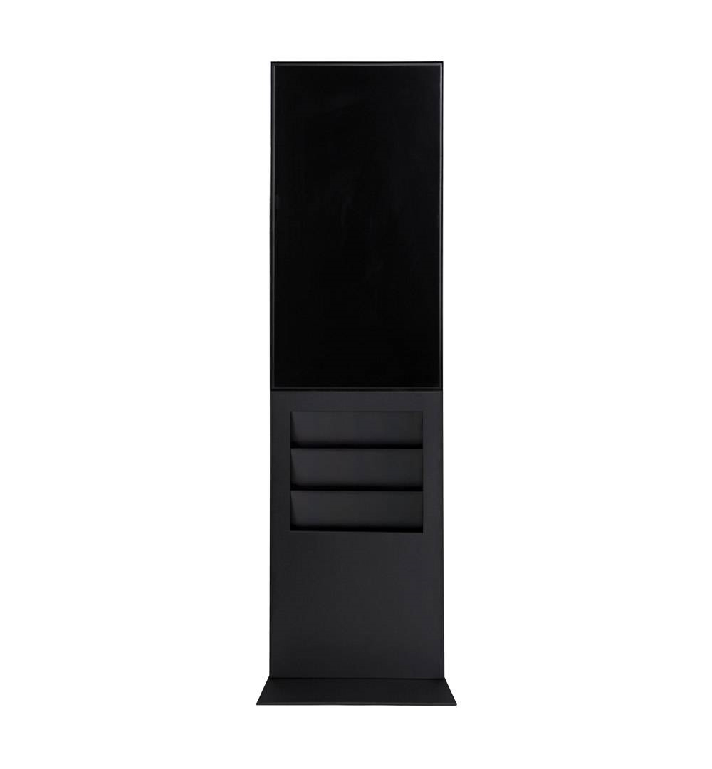 Smart Line Digitale Infostele Regal 6 x A4 mit 43 Zoll Samsung Bildschirm - Frontalansicht schwarz