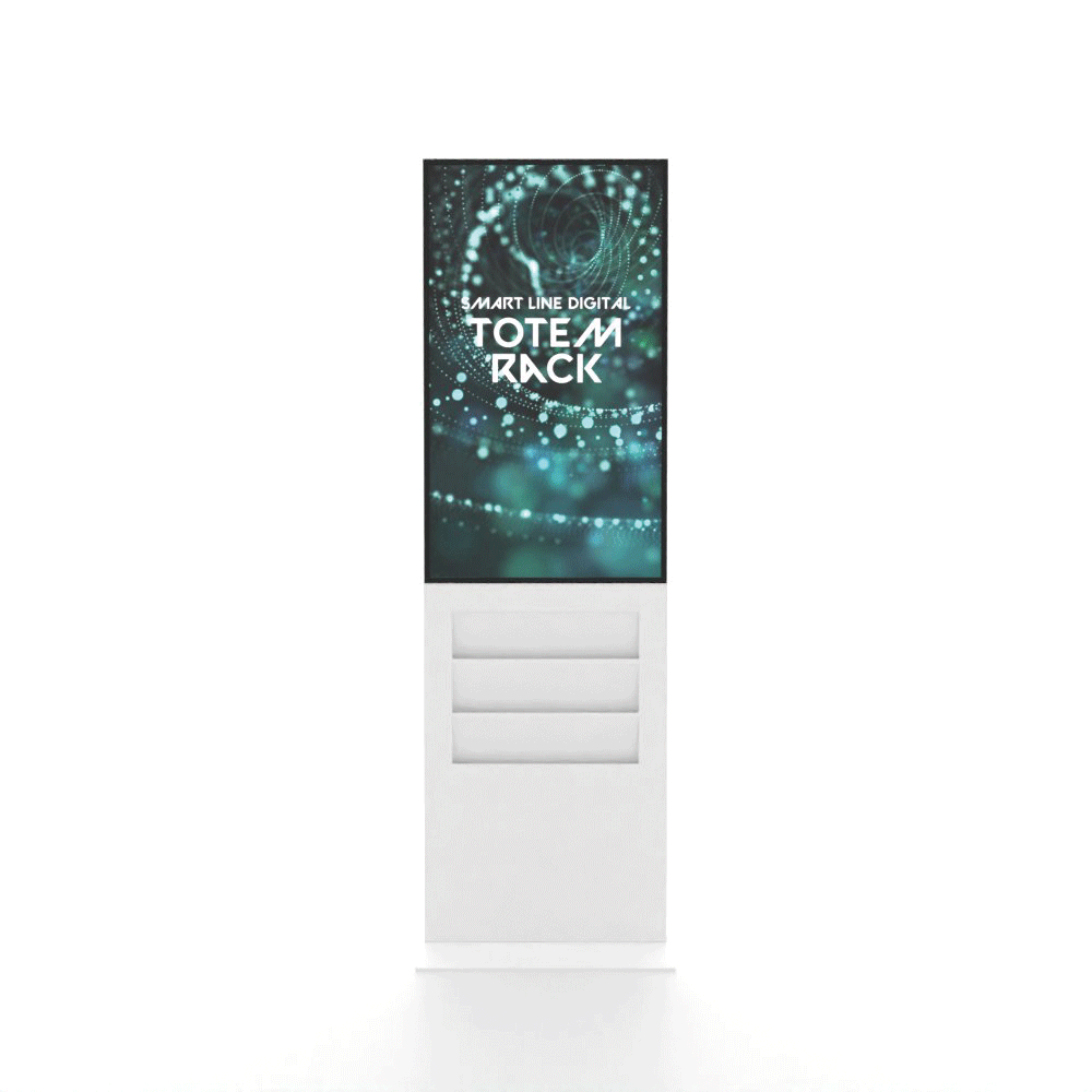 Smart Line Digitale Infostele Regal 6 x A4 mit 43 Zoll Samsung Bildschirm - GIF 360 Grad mit Werbung 