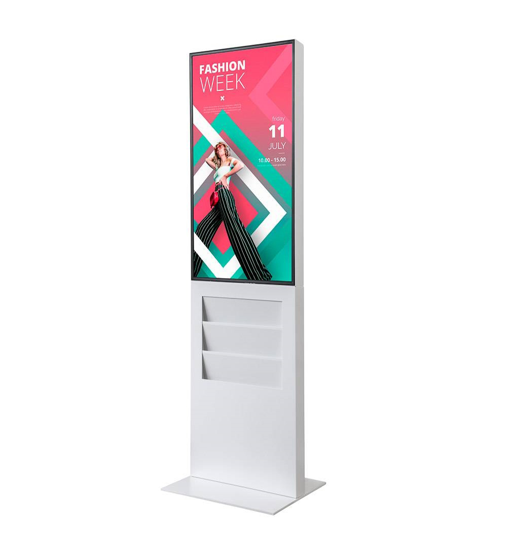 Smart Line Digitale Infostele Regal 6 x A4 mit 43 Zoll Samsung Bildschirm - Titelbild