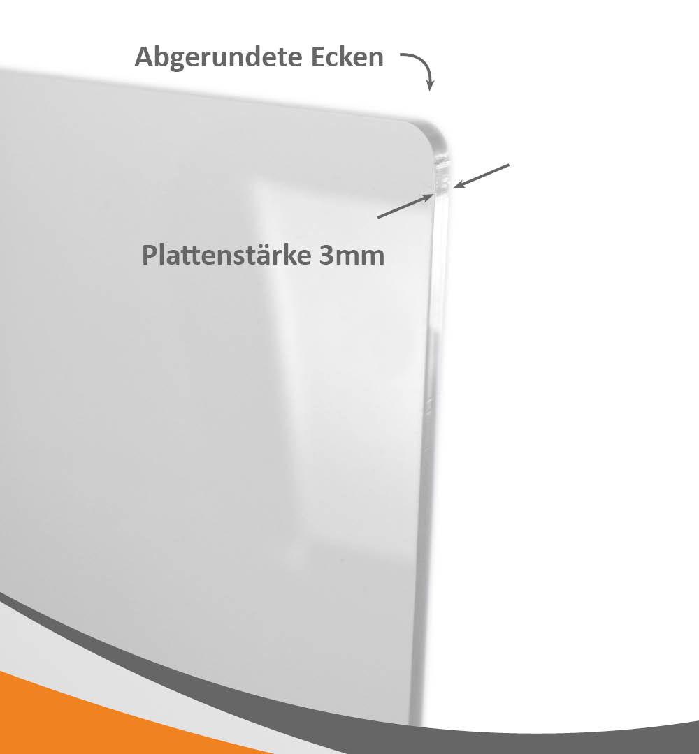 Spuckschutz Deckenhänger Acrylglas 5mm ohne Durchreiche