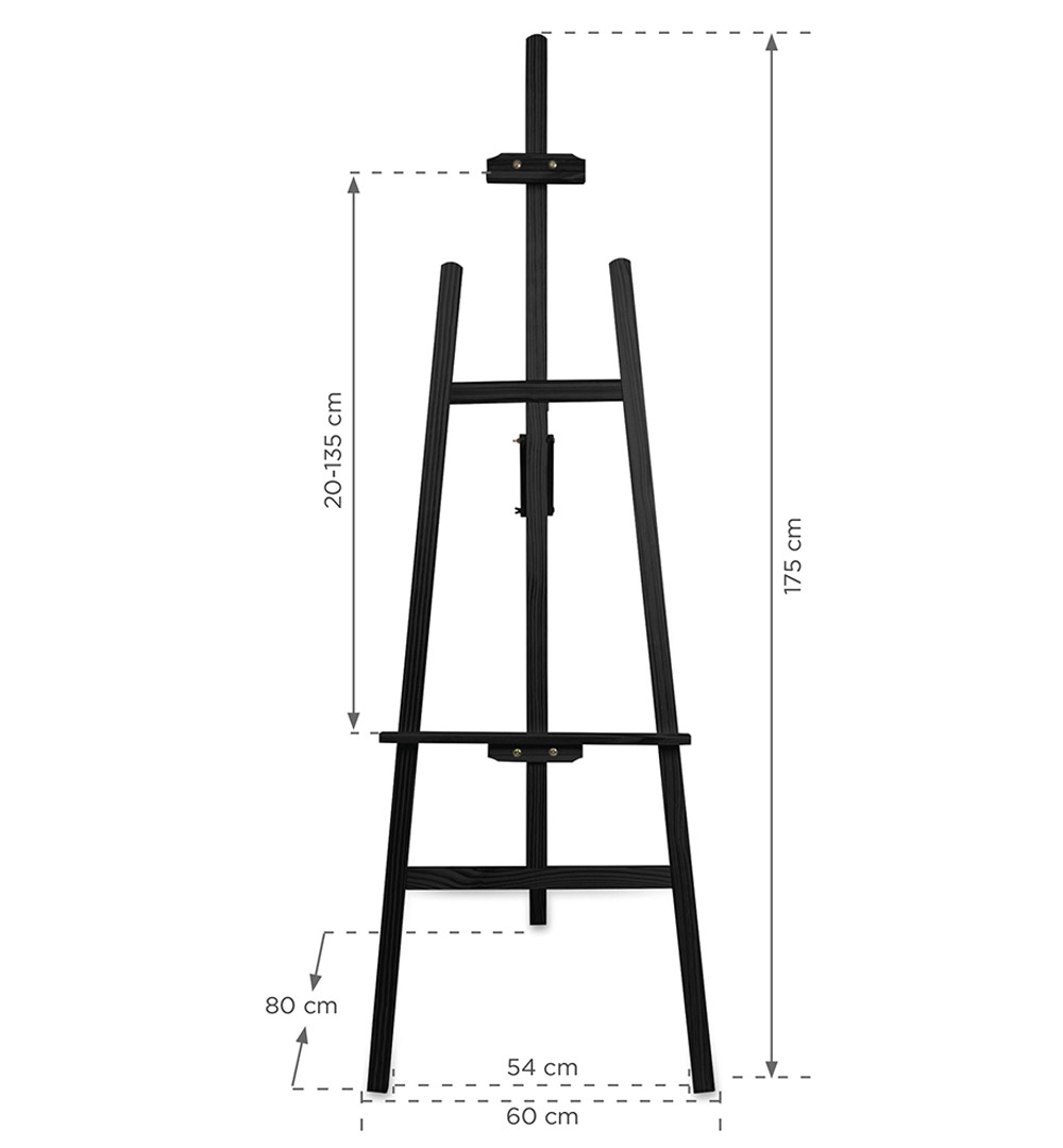 Staffelei aus Holz Schwarz - Maße