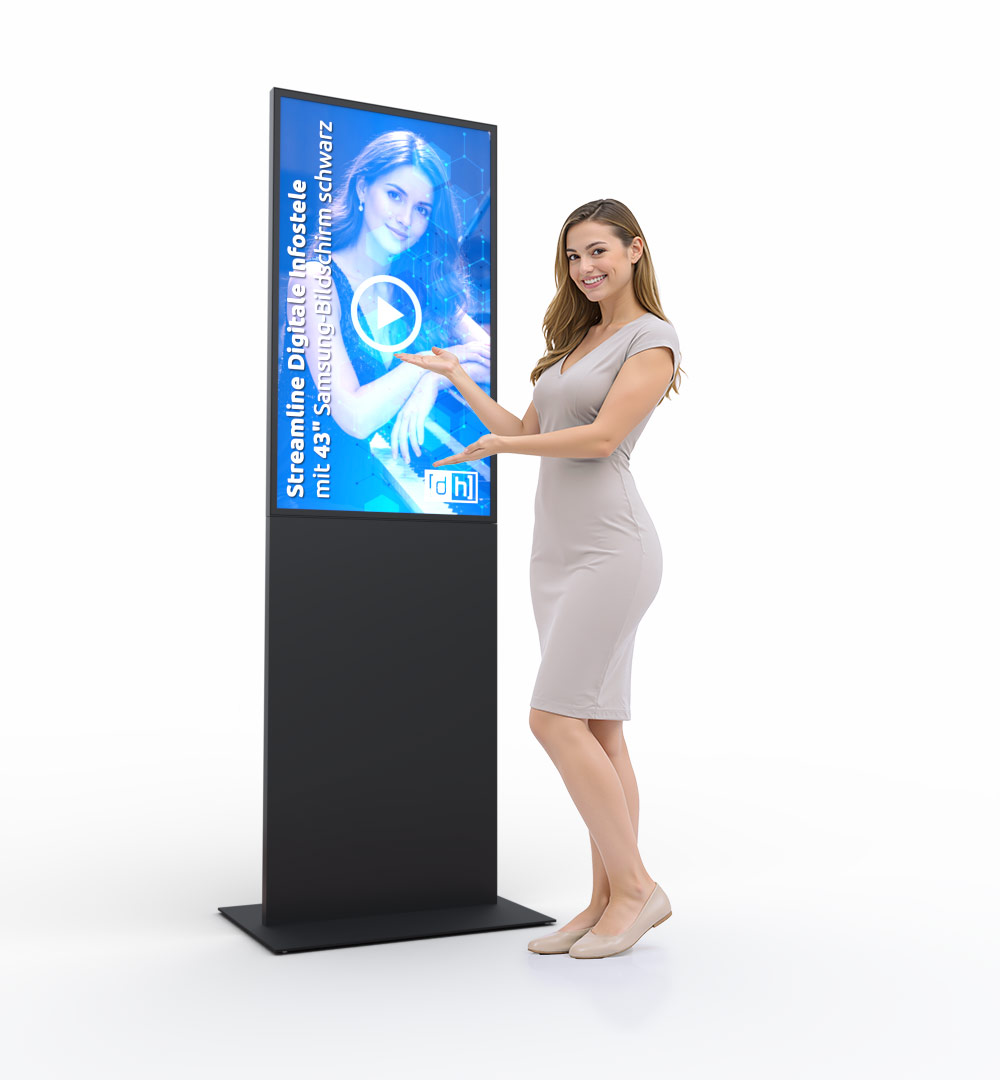 StreamLine Digitale Infostele mit 43" Samsung-Bildschirm Schwarz - Live 01