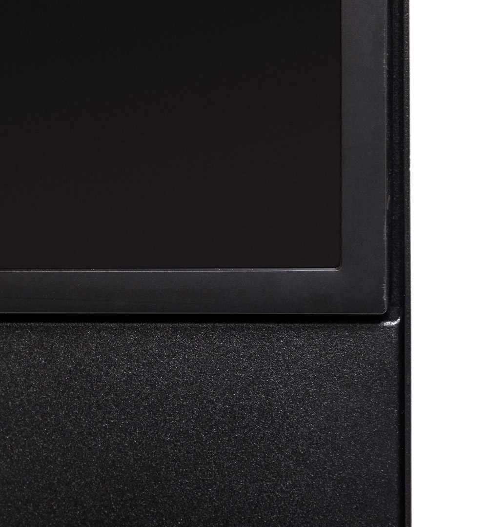 StreamLine Digitaler Kundenstopper mit 43" Samsung-Bildschirm Schwarz - Bildschirm und Gestell im Detail