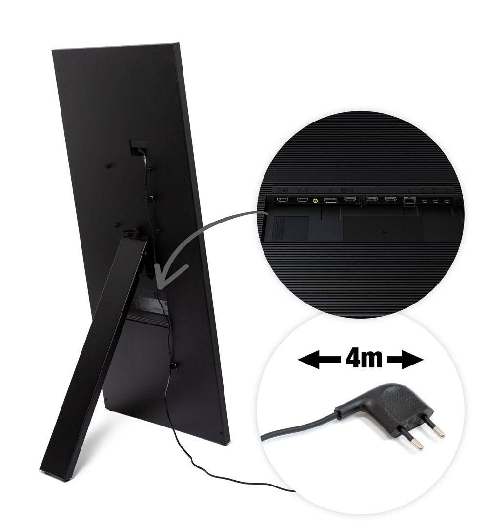 StreamLine Digitaler Kundenstopper mit 43" Samsung-Bildschirm Schwarz - Anschlüsse