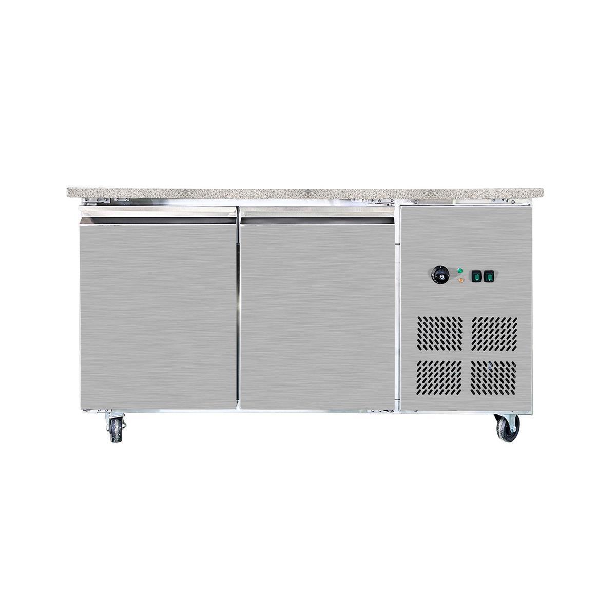 SNACK-Line Bain-Marie Theke 4x GN1/1, Granit rosa-grau, 153x82x85,5 Glasaufbau Klarglas schwarzer Rand, ohne Zwischenablage, H=396mm