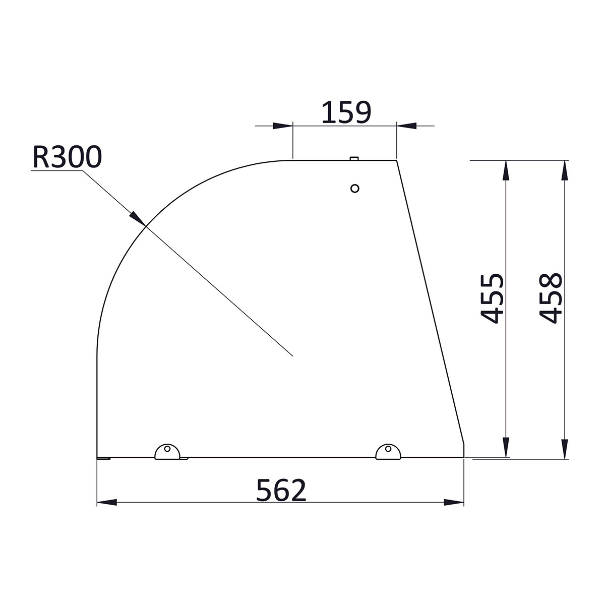 Saladette 3 Türen, 137 x 70 gebogener Glasaufbau, Klarglas