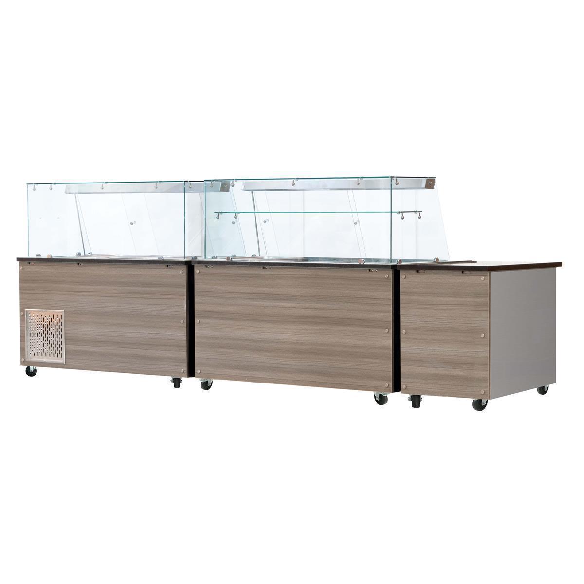 SNACK-Line, Kalte Theke, 6x GN1/1, Granit Star Galaxy schwarz, OHNE Glasaufbau 223x82x85.5