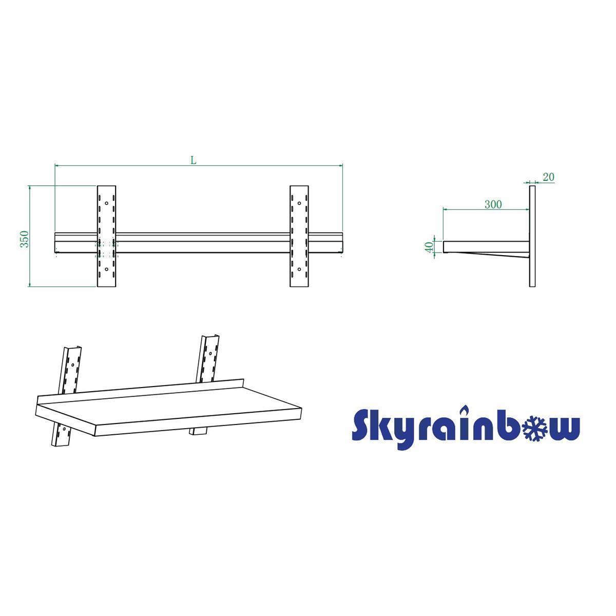 Wandbord Edelstahl verstärkt, 1 Boden, 80x30