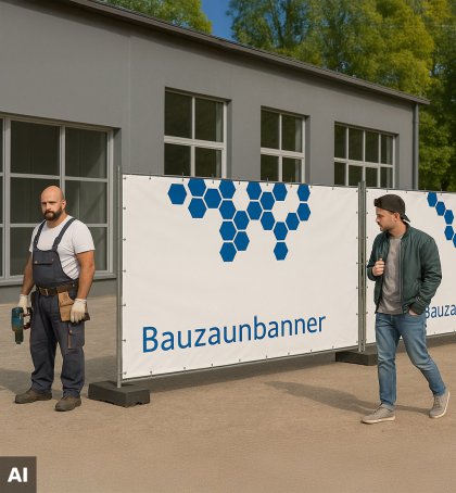 Baustellenwerbung | Bauzaun-, Gerüst- & Absperrbanner BAUBEDARF