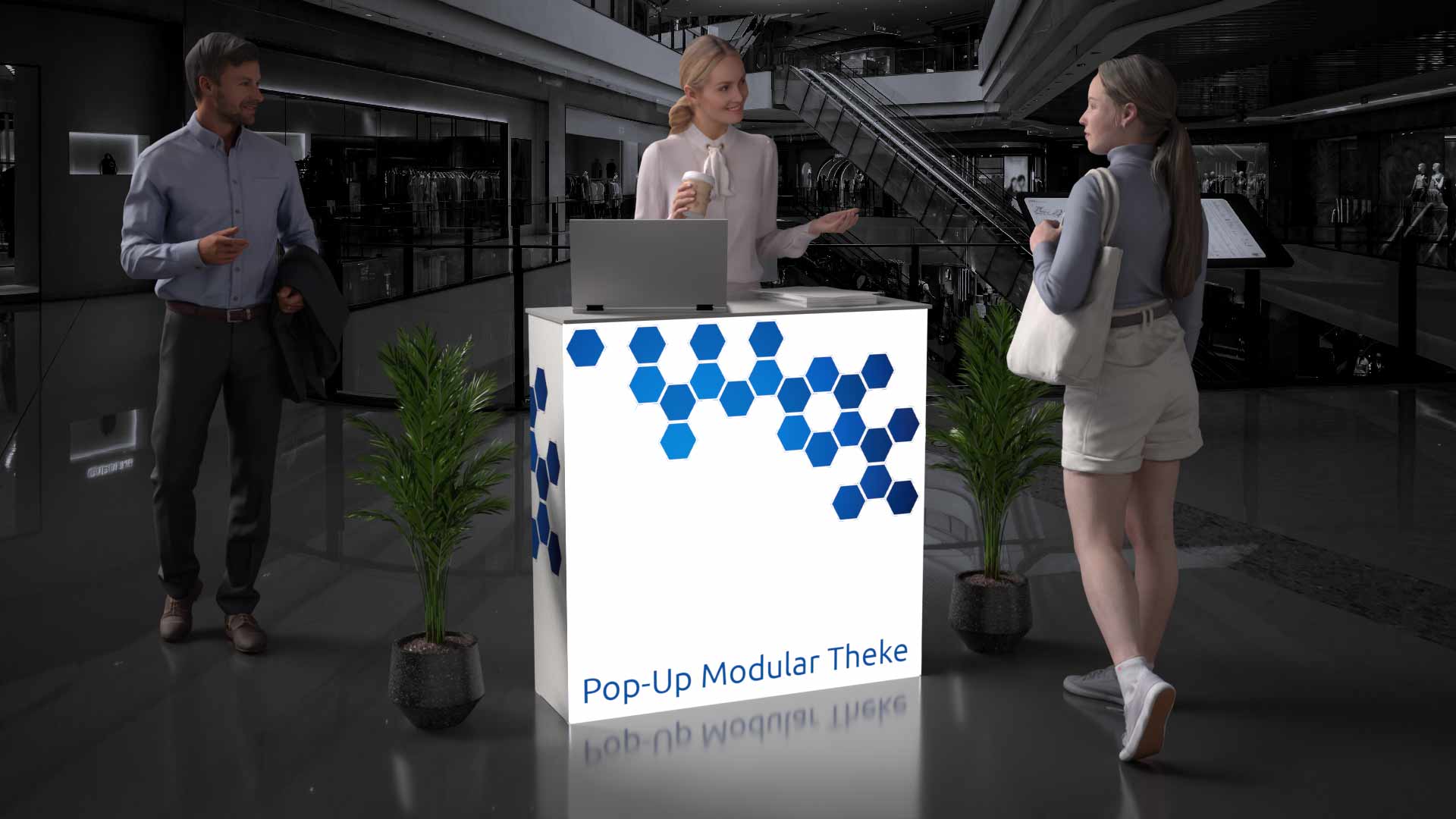 Pop Up Modular Theke mit LED Hinterleuchtung