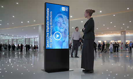 Digitale Stele als schlankes Werbedisplay für Handel, Messe und Foyer