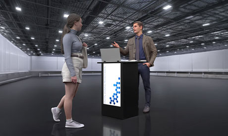 Digitale Theke mit integriertem Bildschirm für Messe, Handel und POS