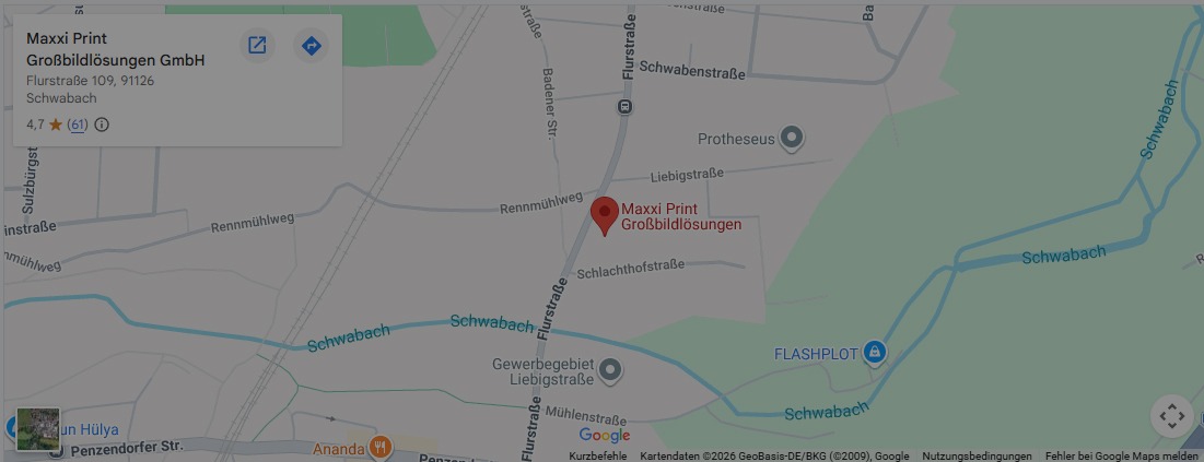 Standort von Maxxi Print Großbildlösungen GmbH in Schwabach