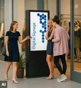 Digitale Displays im Einzelhandel zur Präsentation von Angeboten und Produktneuheiten