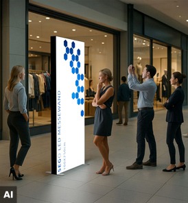Leuchtende LED-Werbeflächen zur Schaufenstergestaltung oder Außenwerbung im Einzelhandel