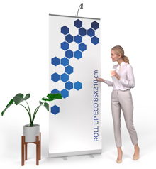 Roll-Ups für Einzelhandel – flexibel einsetzbare Werbefläche für Aktionen und Informationen Roll-Up im Verkaufsraum zur Bewerbung aktueller Angebote im Einzelhandel