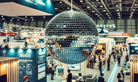 Eventdekoration mit Pflanzen, Dekolicht und Effektobjekten für Messestände