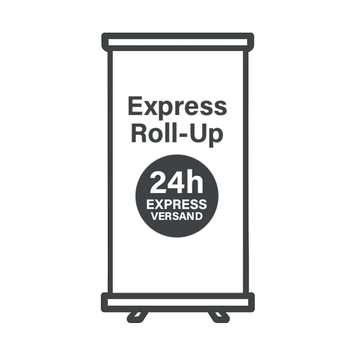 Roll-Up Banner innerhalb von 24 Stunden produziert und versendet Roll-Up Banner mit Expressproduktion und 24h Versand bei displayhersteller.de