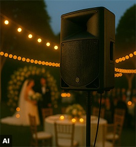 Audiotechnik für Hochzeiten mit Lautsprechern für Musik und Reden