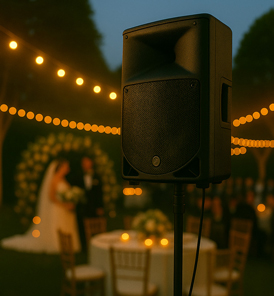 Audiotechnik für Hochzeiten mit Lautsprechern für Musik und Reden