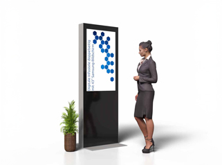Digital Signage Display in der Hotellobby mit Informationen zu Veranstaltungen und Angeboten