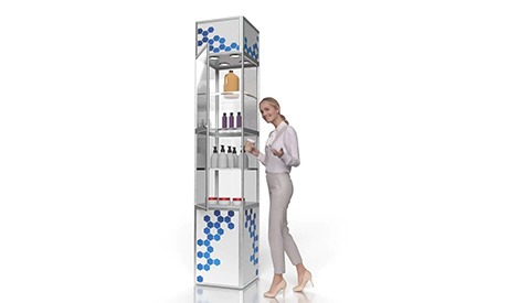 Messe Vitrine mit Druck für Produktpräsentationen auf Messe, Event und POS