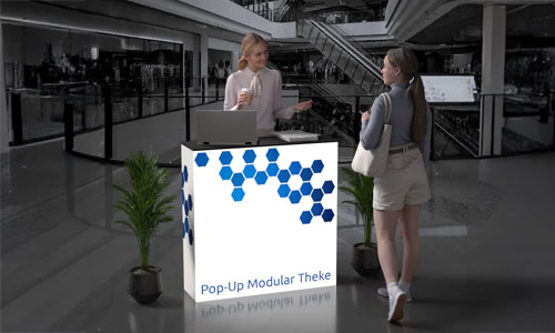 LED-Messetheke – Produktdarstellung