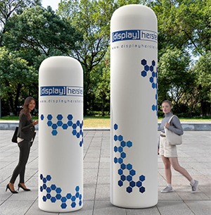 Wiederverwendbare Werbesäulen mit wechselbaren Druckmotiven