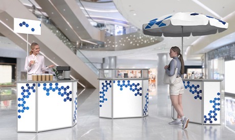 Mobile Outdoor Messetheke mit individuellem Druck für Promotion und Verkauf