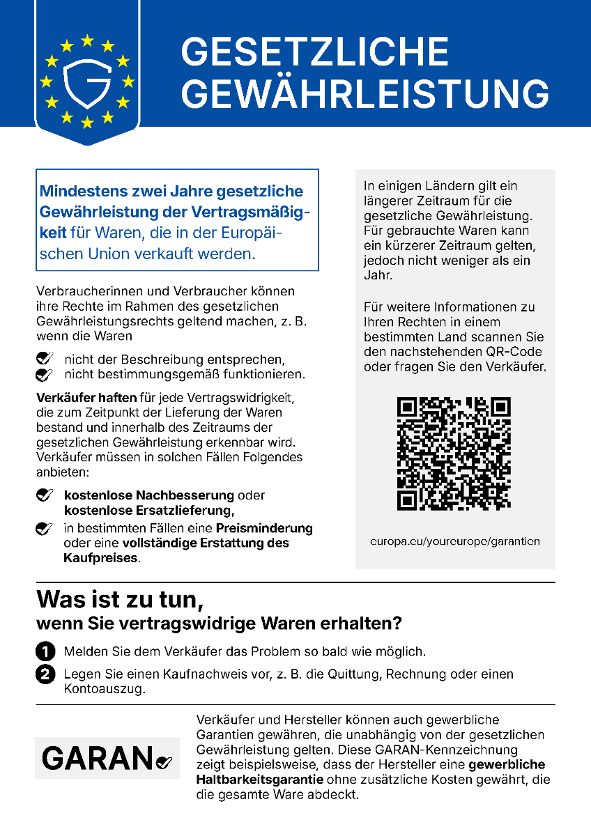 EU-Hinweis zur gesetzlichen Gewährleistung für Verbraucher