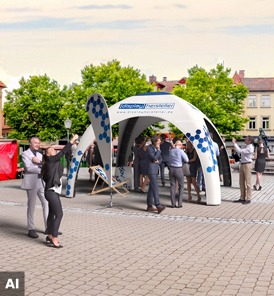 Eventzelt als wetterfester Vereinsstand bei einem Outdoor-Event