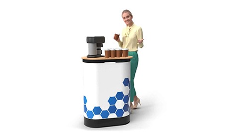 Mobile Verkostungstheke mit individuellem Druck bei einer Food-Sampling-Aktion