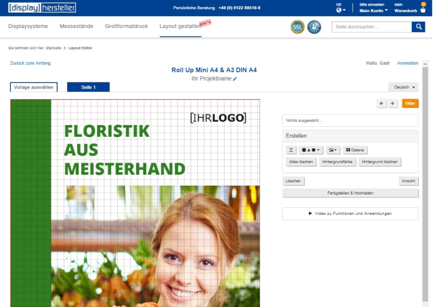 Online Werbe-Display-Layout Gestaltung auf www.displayhersteller.de