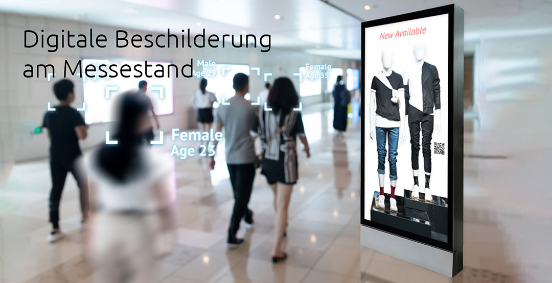 Digitale Beschilderung am Messestand